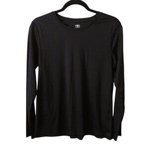 Athletic Works Solid Black Crewneck Long Sleeve Top Size M